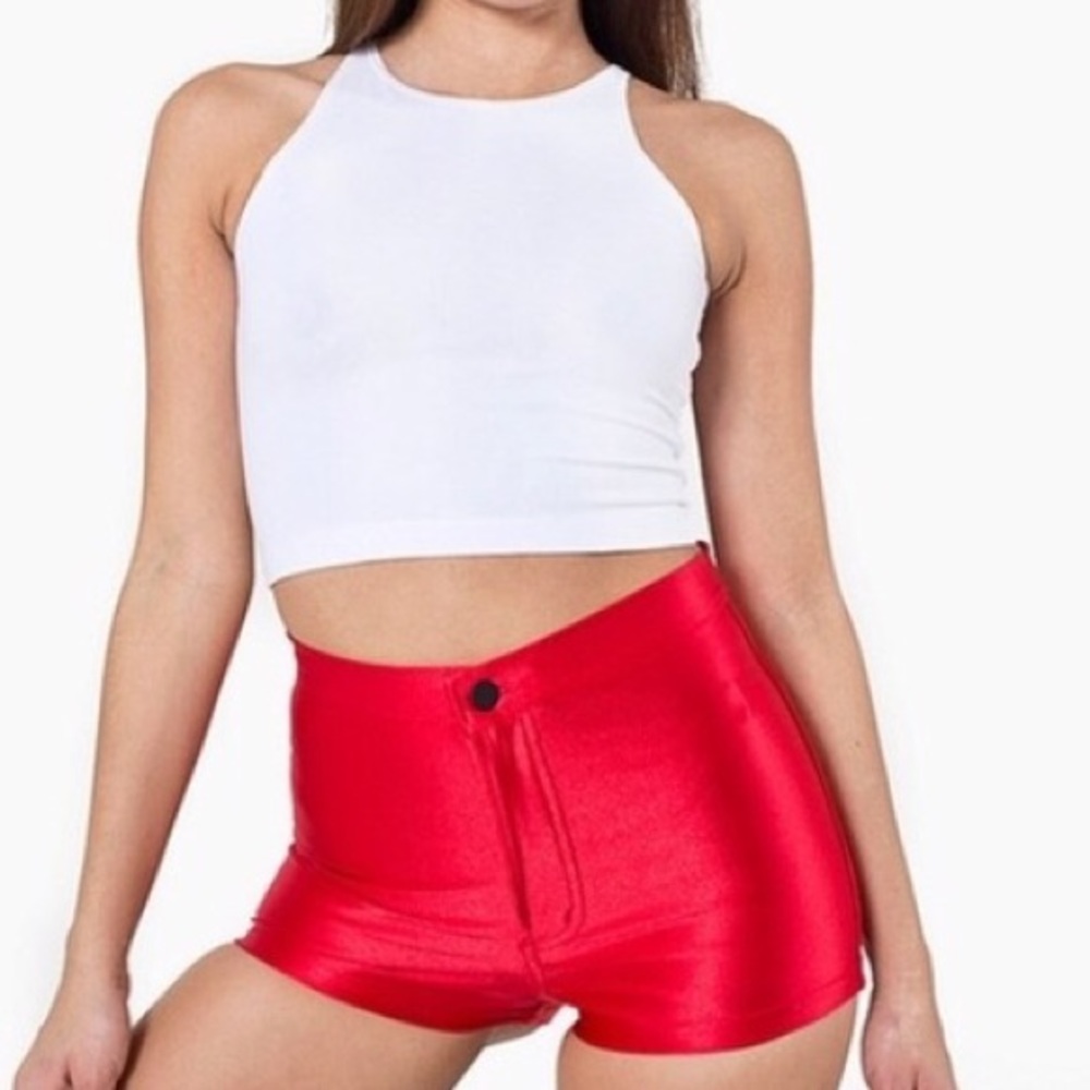 American Apparel red disco shorts size LARGE